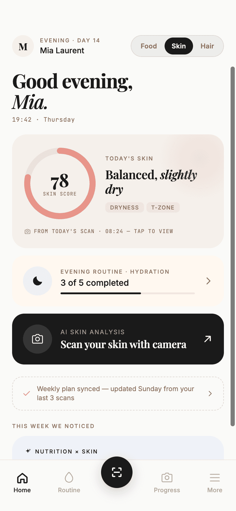 Vyota — Skin home with skin score 78